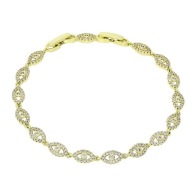 86739 Bransoletka stal chirurgiczna 316L pozł.14k cyrkonie 19-17 CM 5 MM