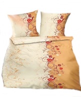 pościel z satyny 160x220 + 3x70x80 + 3x40x40 guzik S 09 Floreski brąz