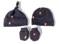 Zestaw dla noworodków 2xczapka+łapki POLSKI 0-3m