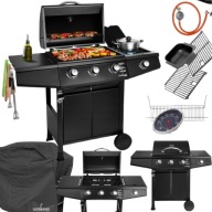 GRILL GAZOWY OGRODOWY TURYSTYCZNY STALOWY ŻELIWNY + POKROWIEC GRATIS 3w1