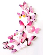 Motyle D624 dekoracyjne różowe 3D (12szt) naklejka