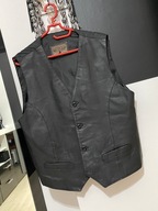 2 Kamizelka Leather Man naturalna skóra czarna 3 kieszenie rozmiar L
