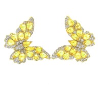 35020 Kolczyki stal chirurgiczna 316L pozłacane 18k kryształowe motyle