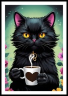 A2 PLAKAT DO KUCHNI KAWIARNI KAWA Z KOTEM COFFEE KOT Z KUBKIEM KAWY