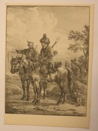 ALEKSANDER ORŁOWSKI "Patrol Kirgizów" ( litografia 1820 ), CZYSTA, STARA