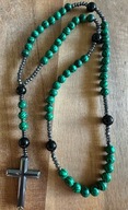 Naszyjnik męski Różaniec handmade Malachit hematyt