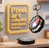 Pixel Art Kompas LED – Klimat Minecraft, Świecący Brelok (Inspirowany)