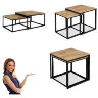 STOLIK KAWOWY KWADRATOWY CZARNY DREWNIANY ROZKŁADANY CHOWANY LOFTOWY LOFT