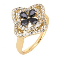 56498 Pierścionek pozłacany 18K średnica 16 mm lilia z cyrkoniami