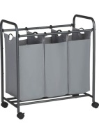 Kosz na pranie 3 przegródki kółka 132 l szary