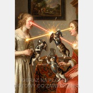 Abstrakcja mix koty lasery stary obraz na płótnie 58x85 rycerz, damy