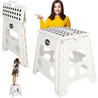 TABORET KRZESŁO PODEST ANTYPOŚLIZGOWY 32CM DO 150KG SOLIDNY SKŁADANY BIAŁY