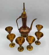 vintage KARAFKA z Indii + 6 kieliszków CUDNA