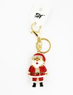 Brelok świąteczny metal do kluczy torebki prezent Mikołaj czerwony kryształ