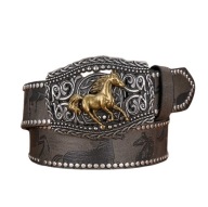 Pas pasek kowbojski western szary ZŁOTY KOŃ NITY retro vintage y2k 120 cm