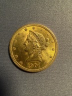 USA, 10 dolarów 1901 Liberty Head, bardzo piękne