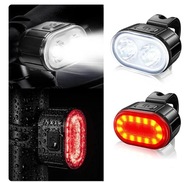 ZESTAW LAMPEK ROWEROWYCH PRZÓD TYŁ KOMPLET ŁATWE MOCOWANIE OŚWIETLENIE USB