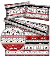 pościel bawełna lux 200x200 + 2x70x80 zamek B 575 jelenie czerwone