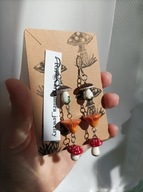 Kolczyki grzybki potrójne - muchomorki, kurki, podgrzybki - rękodzieło