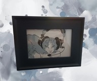 Obraz w ramie – kot w słuchawkach – grafika artystyczna – WOŚP