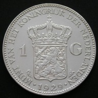Holandia 1 gulden 1929 - królowa Wilhelmina - srebro