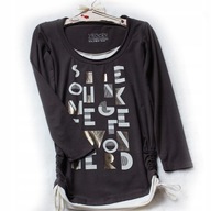 BLUZKA KHAKI Nadruk PRINT ZŁOTY ECRU**S/M/34/36/38