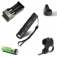 ZESTAW LATARKA NA ROWER CONVOY S2+ 18650, daszek, ładowarka, uchwyt