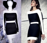 Sukienka Missguided 34 XS Nicole Scherzinger mała czarna biała koktajlowa