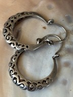 Kolczyki AK stare srebrne wiszące ażurowe podkowy PRL