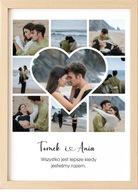 Kolaż zdjęć serce plakat personalizowany prezent dla pary rocznica miłość