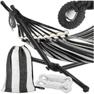 HAMAK ZE STELAŻEM STOJAK NA HAMAK OGRODOWY DWUOSOBOWY XXL 200x150 cm