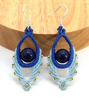 KOLCZYKI makrama sznurek sutasz niebieskie pastelowe