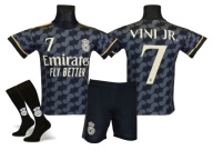 VINICIUS JR strój piłkarski koszulka spodenki + getry CZARNY roz. 122