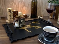 Drewniana taca do serwowania - rękodzieło. Elegancki prezent hand made.