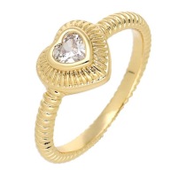 68898 Pierścionek pozłacany 18K średnica 18 mm serce z "brylantem"