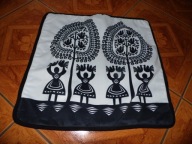 Popielato - czarna poszewka na poduszke - 44 cm x 44 cm