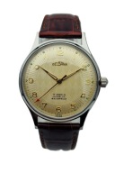 SZWAJCARSKI MĘSKI DUŻY NARĘCZNY ZEGAREK + DELBANA + Z LAT 50-TYCH - IDEAŁ