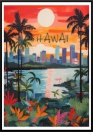 A2 KOLOROWY PIĘKNY PLAKAT HAWAJE USA HAWAII STANY ZJEDNOCZONE
