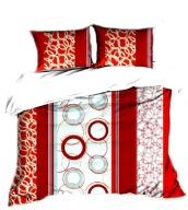 pościel z bawełny 200x220 + 2x70x80 guzik B 01-2 kółka czerwone pas orange