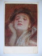 TEODOR AXENTOWICZ KOBIETA PORTRET przedwojenna POCZTÓWKA