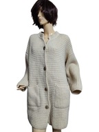 SWETER długi kardigan ciepły wełniany 40/42