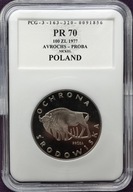 Żubr - 100 zł - moneta kolekcjonerska 1977 rok - nikiel - PR70