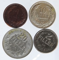 A9. AUSTRO WĘGRY ZESTAW FILLERÓW WĘGRY 4 SZTUKI KAŻDA INNA