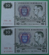 SZWECJA - 2 x 10 koron 1981-84 /UNC/UNC-