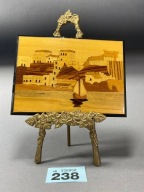 MINIATURA OBRAZ INTARSJA W DREWNIE PEJZAŻ ŻAGLÓWKA #238