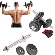 HANTLE ŻELIWNE REGULOWANE 2X10KG 20KG GRYFY TALERZE ZESTAW DO TRENINGU