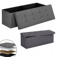 Skrzynia TAPICEROWANA siedzisko pojemnikiem PUFA pikowana CIEMNOSZARA 110cm