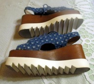 sandały jeans na grubej platformie, nowe 37 markowe