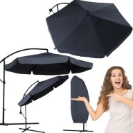 PARASOL OGRODOWY 3,5m SKŁADANY NA WYSIĘGNIKU WODOODPORNY + POKROWIEC GRAFIT