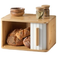 CHLEBAK BAMBUSOWY MAŁY Z PRZESUWANYMI DRZWICZKAMI 33X23CM BIAŁY PRZESUWANY